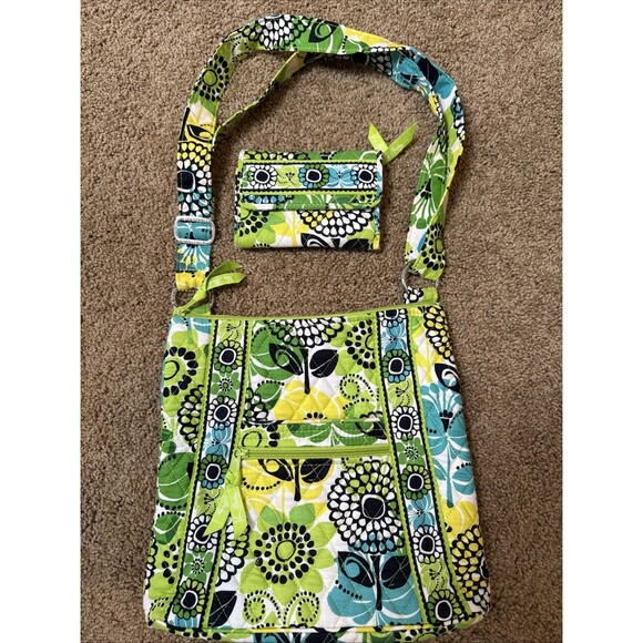 Vera Bradley Handbags - Vera Bradley Quilted Women's Lime Hipster Crossbody Bag & Matching Wallet Summer